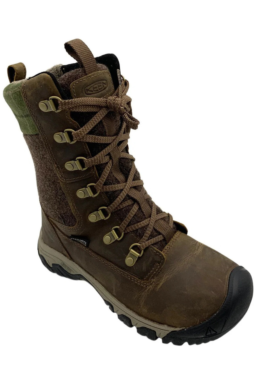 KEEN Women's Greta Waterproof Boot Dark Earth/Green Plaid - Medium